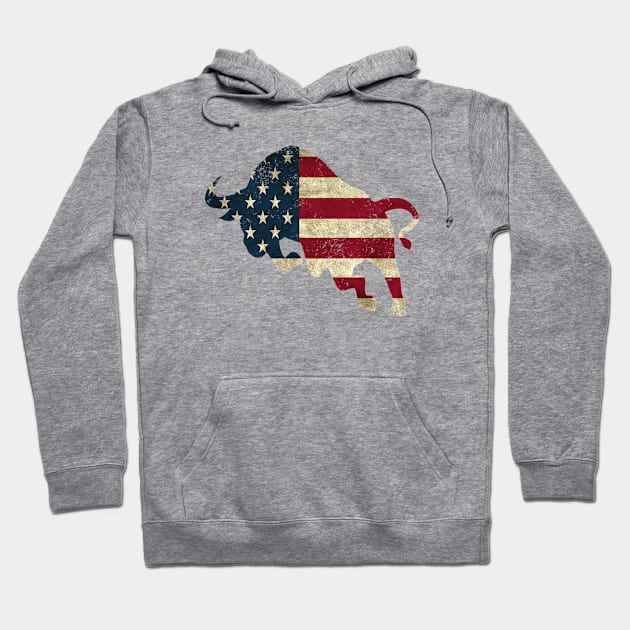 American Flag Bull Hoodie by KayBee Gift Shop